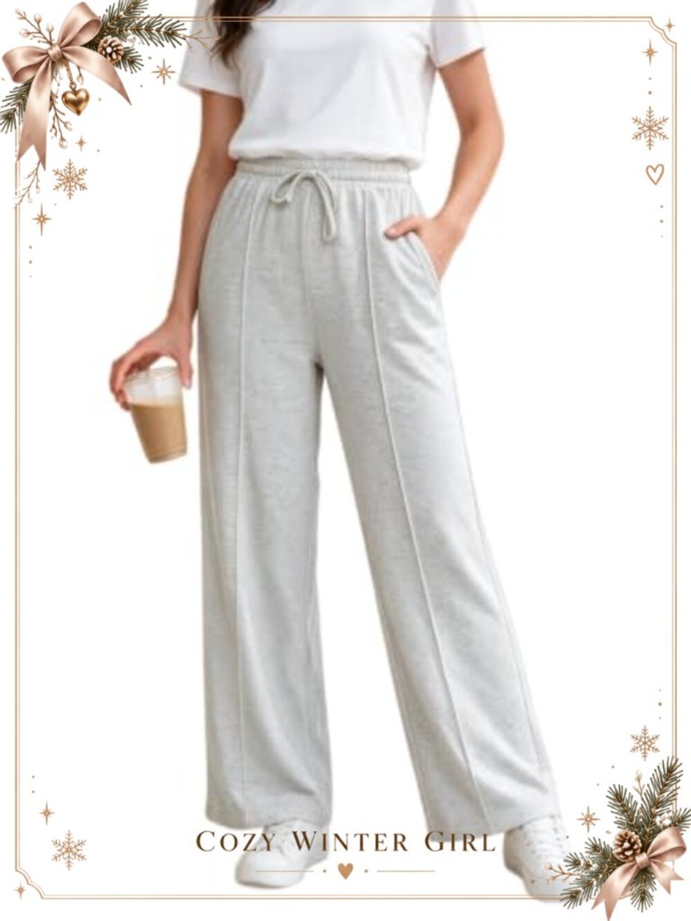 Women's Wide Leg Sweatpants Pockets High Waist Drawstring Baggy Lounge Pants